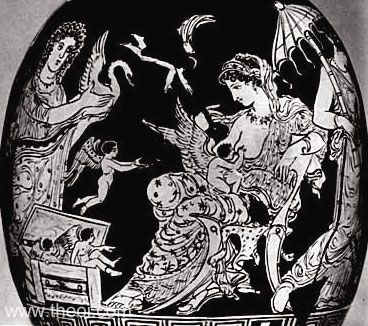 Aphrodite & Erotes | Apulian red figure vase painting
