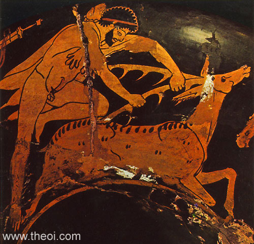 Heracles and the Cerynitian Hind | Athenian red-figure kylix C5th B.C. | Musée du Louvre, Paris