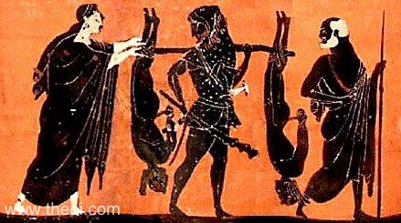 Heracles and the Cercopes | Athenian black-figure lekythos C6th B.C. | Ashmolean Museum, Oxford