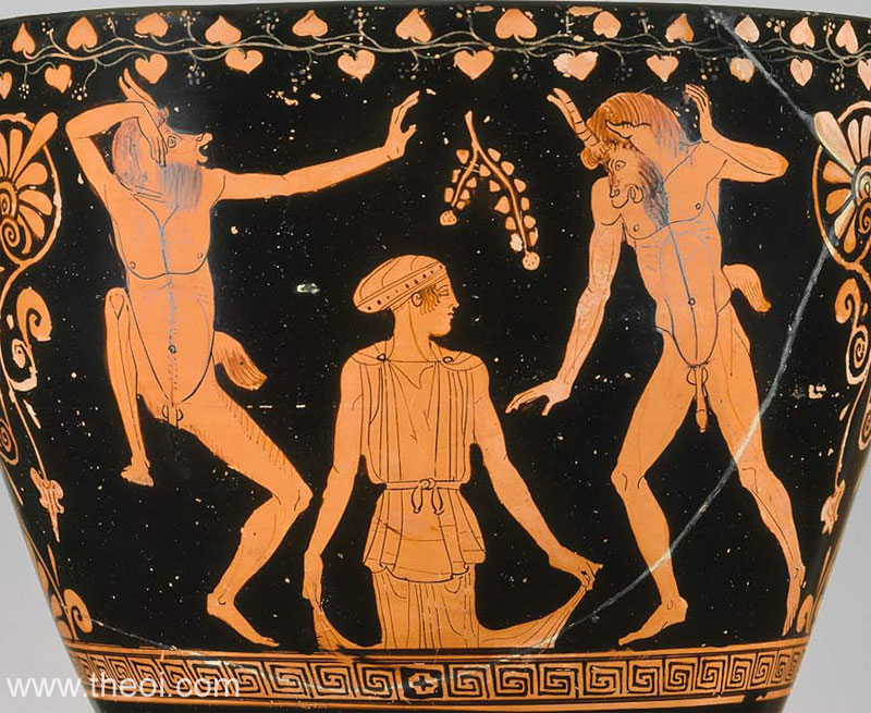Gaea or Pandora & Panes | Attic red figure vase painting