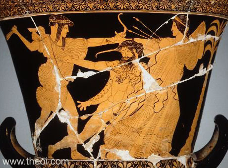 Apollo, Tityus and Leto | Athenian red-figure krater | Musée du Louvre, Paris